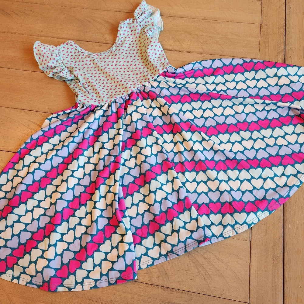 Dot Dot Smile Dress - Empire Waist - Heart Pattern - 3/4
